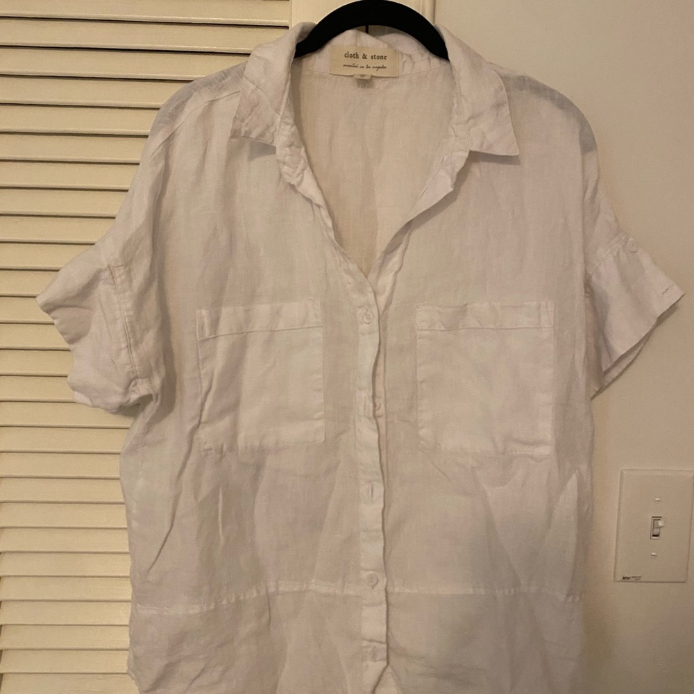 Cloth & Stone White Casual Button Down Shirt